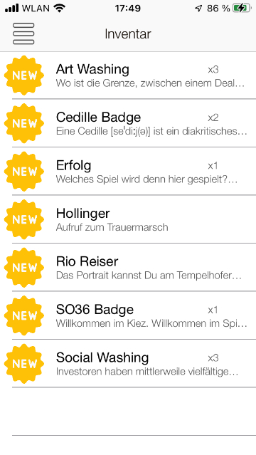 Screenshot of received badges.